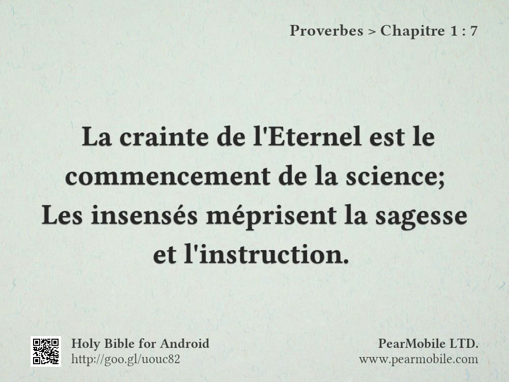 Proverbes, Chapitre 1:7